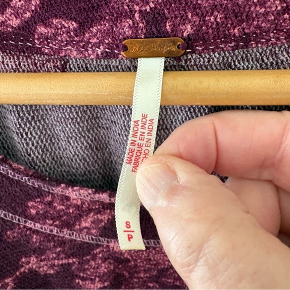 Free People Garner Long Sleeve Tee in Berry Combo. Size Small. - Picture 7 of 13